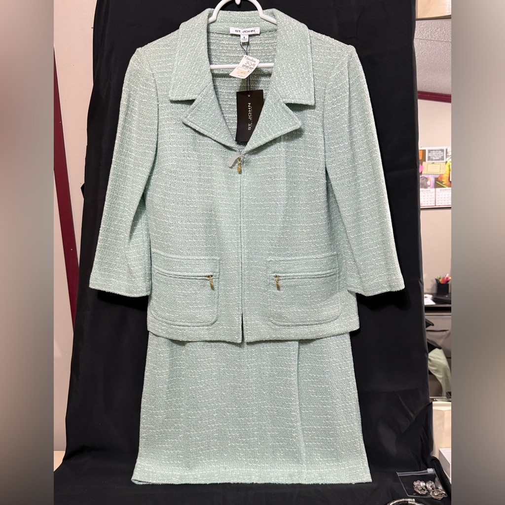 St. John Collection Light Green Skirt Suit Nwt
